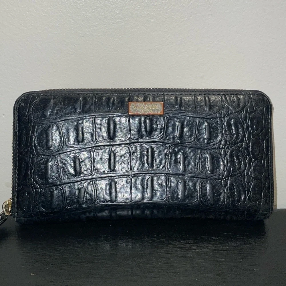 Kate Spade Black Embossed Croc Leather Wallet.